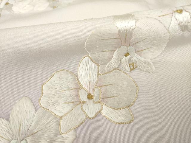 平和屋着物●訪問着　総刺繍　胡蝶蘭　暈し染　金糸　正絹　逸品　AAAY1911ck