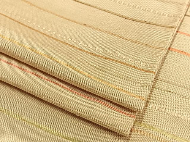 平和屋着物▽上質な紬 単衣 横縞 正絹 逸品 AAAV8321fy