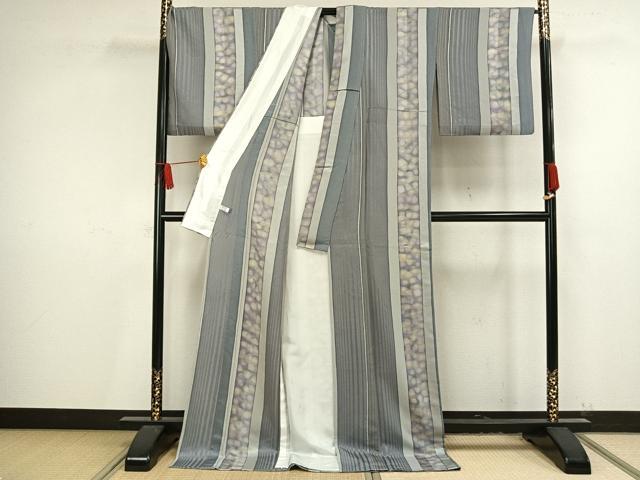 平和屋着物▽上質な小紋　単衣　間道　丹後ちりめん　反端付き　ロング丈　正絹　逸品　AAAV8323fy