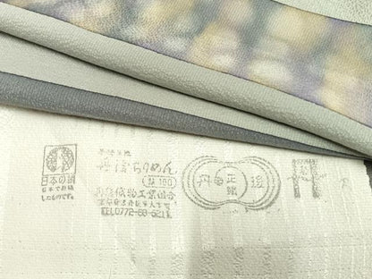 平和屋着物▽上質な小紋　単衣　間道　丹後ちりめん　反端付き　ロング丈　正絹　逸品　AAAV8323fy