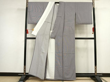 平和屋着物▽江戸小紋 単衣 万筋 紫×白 正絹 逸品 AAAV8327fy