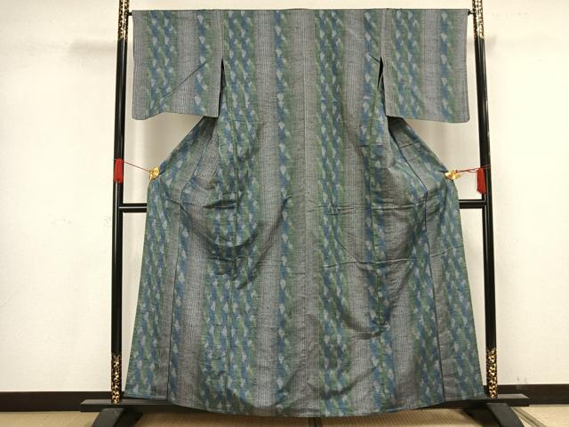 平和屋着物▽上質な紬 単衣 間道 正絹 逸品 AAAV8329fy
