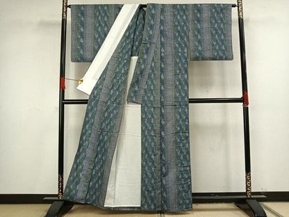 平和屋着物▽上質な紬 単衣 間道 正絹 逸品 AAAV8329fy