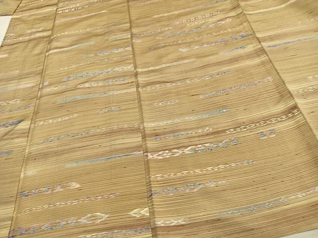 平和屋着物▽上質な紬　単衣　幾何学文様　正絹　逸品　AAAV8332fy