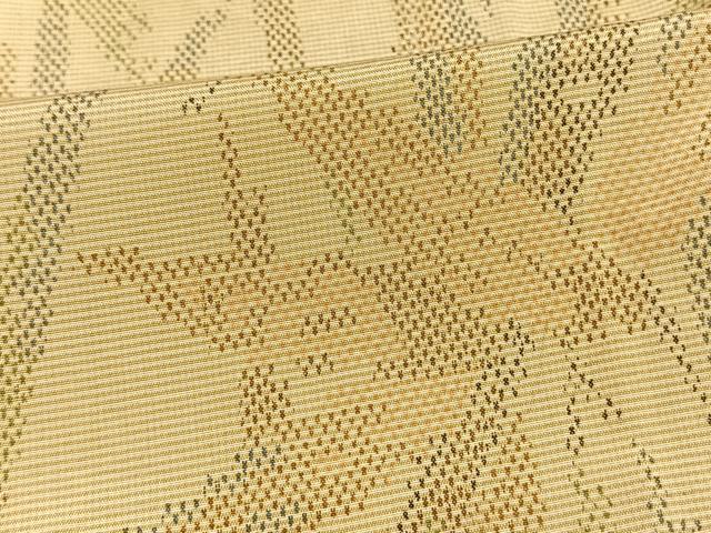 平和屋着物▽上質な紬 単衣 笹葉文 正絹 逸品 AAAV8334fy
