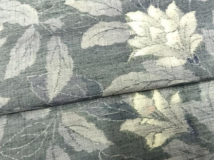 平和屋着物▽小千谷紬 単衣 草花文 正絹 逸品 AAAV8335fy