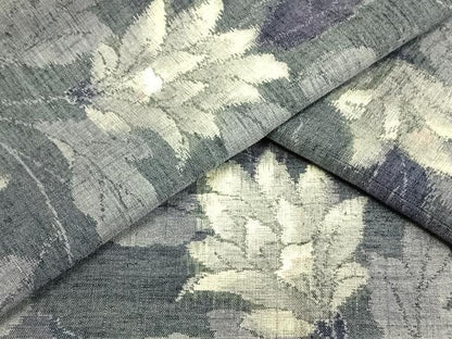 平和屋着物▽小千谷紬 単衣 草花文 正絹 逸品 AAAV8335fy