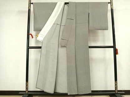平和屋着物▽小紋師　宍戸陵　江戸小紋　単衣　万筋　黒×白　正絹　逸品　AAAV8336fy