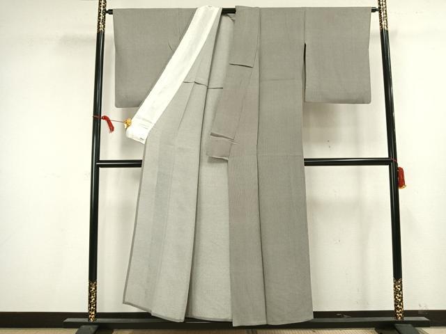 平和屋着物▽小紋師　宍戸陵　江戸小紋　単衣　万筋　黒×白　正絹　逸品　AAAV8336fy