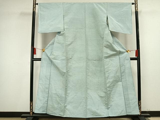 平和屋着物▽上質な紬 単衣 幾何学文 正絹 逸品 AAAV8337fy