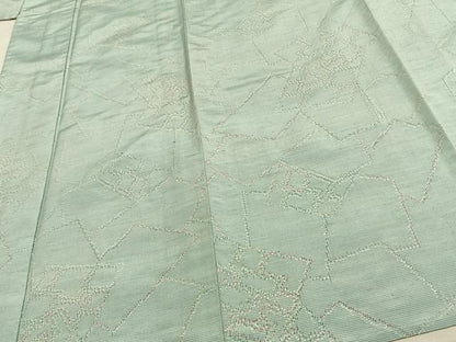 平和屋着物▽上質な紬 単衣 幾何学文 正絹 逸品 AAAV8337fy