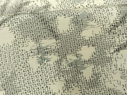 平和屋着物▽上質な紬　単衣　草花文　正絹　逸品　AAAV8340fy