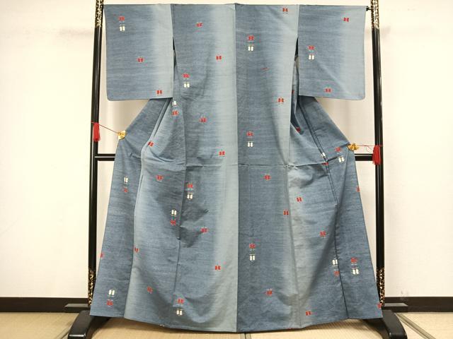 平和屋着物▽上質な紬 単衣 遠州椿 正絹 逸品 未使用 AAAV8341fy