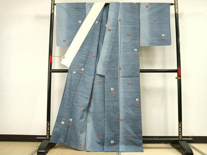 平和屋着物▽上質な紬 単衣 遠州椿 正絹 逸品 未使用 AAAV8341fy