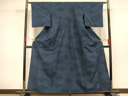 平和屋着物▽お召　単衣　花菱文　正絹　逸品　AAAV8342fy