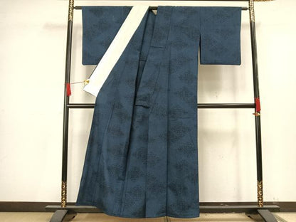 平和屋着物▽お召　単衣　花菱文　正絹　逸品　AAAV8342fy