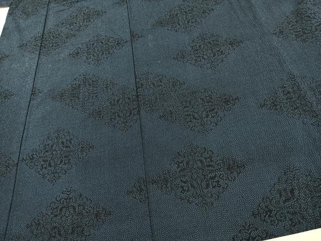 平和屋着物▽お召　単衣　花菱文　正絹　逸品　AAAV8342fy