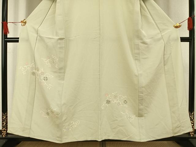 平和屋着物▽訪問着 単衣 駒刺繍 花唐草文 金彩 高島屋扱い 正絹 逸品 AAAV8347fy