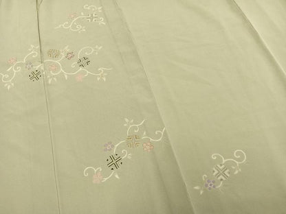 平和屋着物▽訪問着 単衣 駒刺繍 花唐草文 金彩 高島屋扱い 正絹 逸品 AAAV8347fy