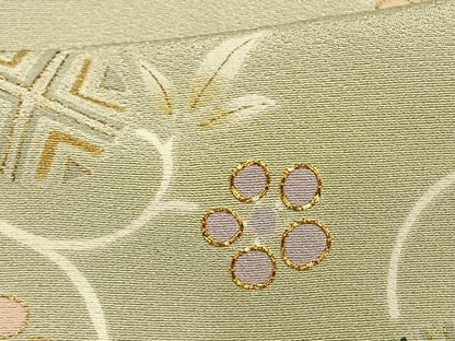 平和屋着物▽訪問着 単衣 駒刺繍 花唐草文 金彩 高島屋扱い 正絹 逸品 AAAV8347fy