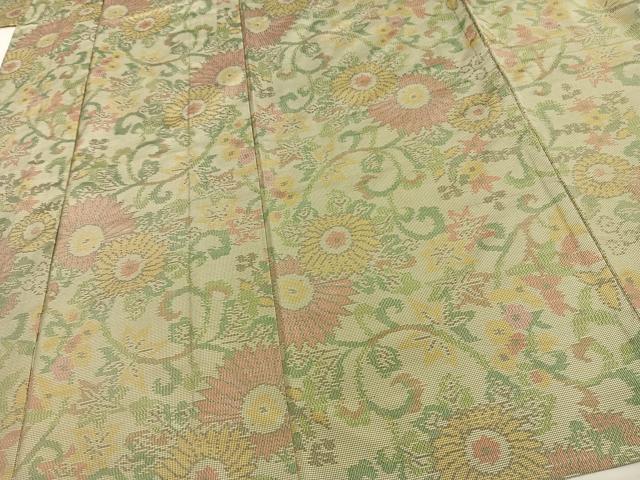 平和屋着物▽本場大島紬 単衣 唐草花文 正絹 逸品 AAAV8349fy