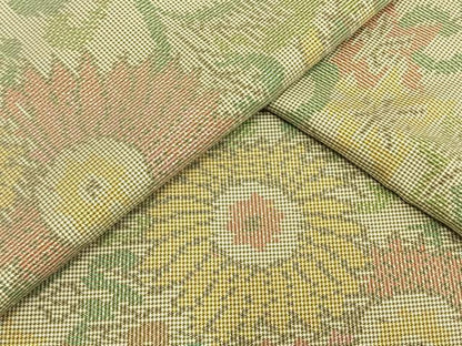 平和屋着物▽本場大島紬 単衣 唐草花文 正絹 逸品 AAAV8349fy