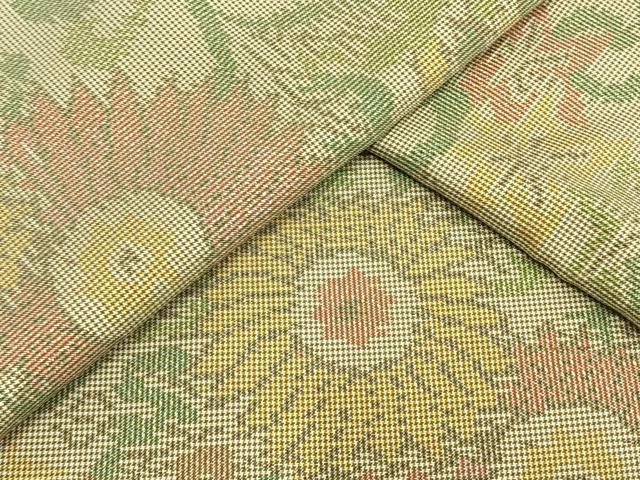 平和屋着物▽本場大島紬 単衣 唐草花文 正絹 逸品 AAAV8349fy