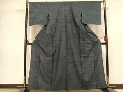 平和屋着物▽上質な紬　単衣　十字絣　正絹　逸品　AAAV8352fy