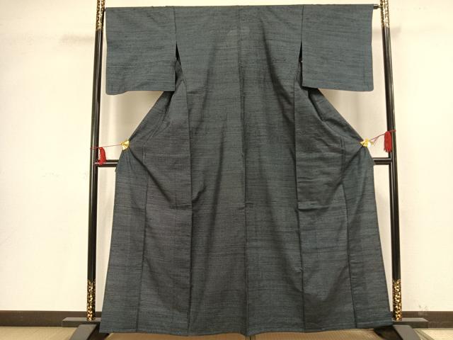 平和屋着物▽上質な紬　単衣　十字絣　正絹　逸品　AAAV8352fy