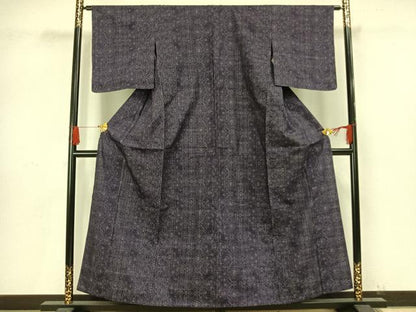 平和屋着物▽上質な紬 単衣 麻の葉間道 正絹 逸品 未使用 AAAV8353fy