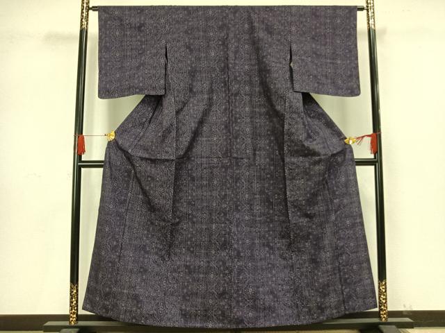 平和屋着物▽上質な紬 単衣 麻の葉間道 正絹 逸品 未使用 AAAV8353fy
