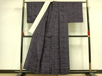 平和屋着物▽上質な紬 単衣 麻の葉間道 正絹 逸品 未使用 AAAV8353fy