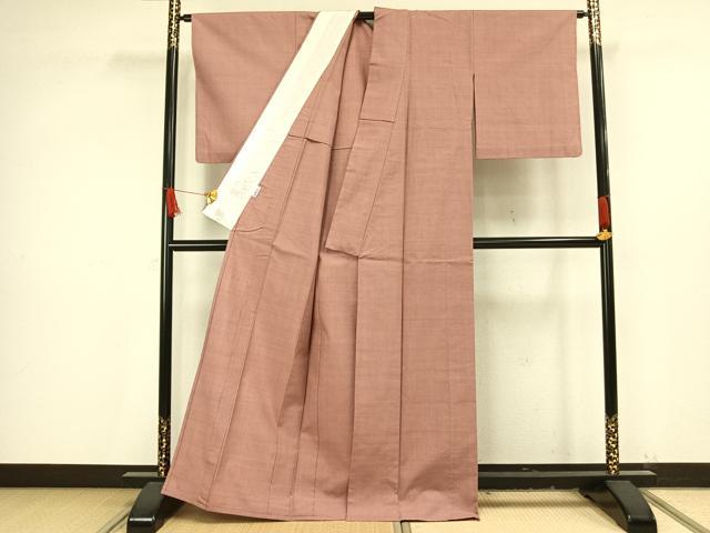 平和屋着物▽本場結城紬 重要無形文化財 単衣 色無地 一斤染色 正絹 逸品 AAAV8356fy