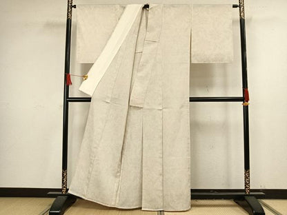 平和屋着物▽本塩沢 単衣 亀甲絣 唐草花文 正絹 逸品 未使用 AAAV8357fy