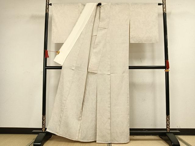 平和屋着物▽本塩沢 単衣 亀甲絣 唐草花文 正絹 逸品 未使用 AAAV8357fy