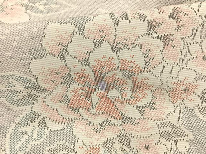 平和屋着物▽上質な紬 単衣 草花文 正絹 逸品 AAAV8360fy