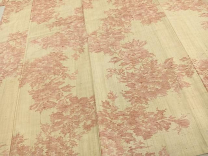 平和屋着物▽上質な紬 単衣 草花文 正絹 逸品 AAAV8361fy