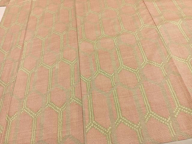 平和屋着物▽上質な紬　単衣　亀甲文　正絹　逸品　AAAV8364fy