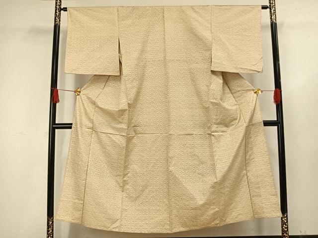 平和屋着物▽上質な紬 単衣 幾何学文 正絹 逸品 AAAV8368fy