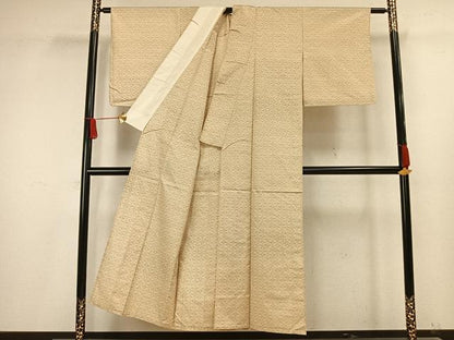 平和屋着物▽上質な紬 単衣 幾何学文 正絹 逸品 AAAV8368fy