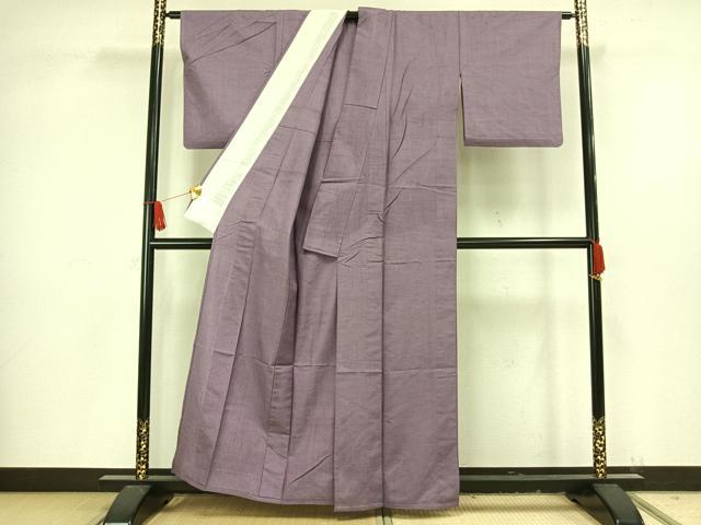 平和屋着物▽上質な紬 単衣 色無地 浅紫色 正絹 逸品 AAAV8369fy