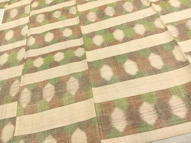 平和屋着物▽上質な紬 単衣 横段文 正絹 逸品 未使用 AAAV8370fy