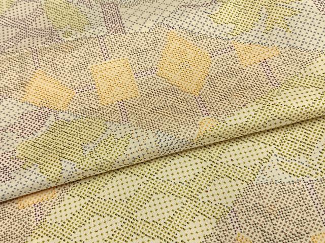 平和屋着物▽本場染大島紬 単衣 切り嵌め文 反端付き 正絹 逸品 AAAV8371fy