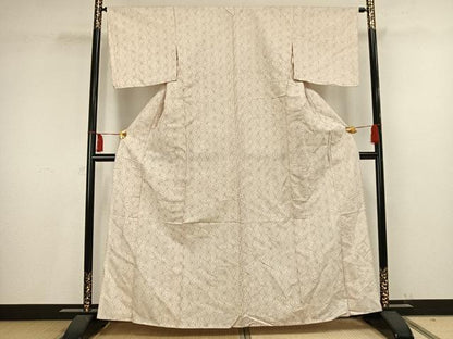 平和屋着物▽上質な紬 単衣 麻の葉文様 正絹 逸品 未使用 AAAV8373fy