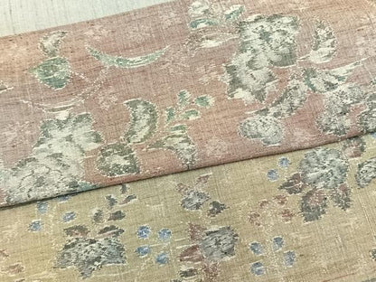 平和屋着物▽小千谷紬 訪問着 単衣 横段草花文 正絹 逸品 未使用 AAAV8374fy