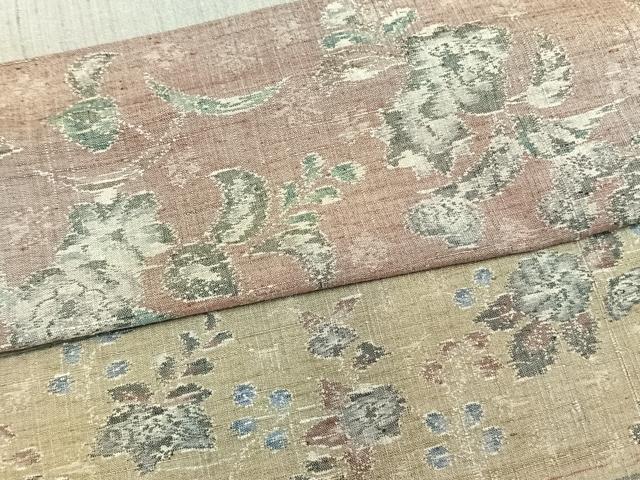 平和屋着物▽小千谷紬 訪問着 単衣 横段草花文 正絹 逸品 未使用 AAAV8374fy