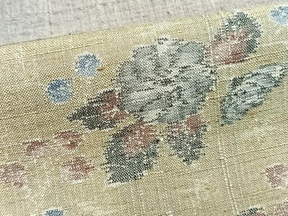 平和屋着物▽小千谷紬 訪問着 単衣 横段草花文 正絹 逸品 未使用 AAAV8374fy