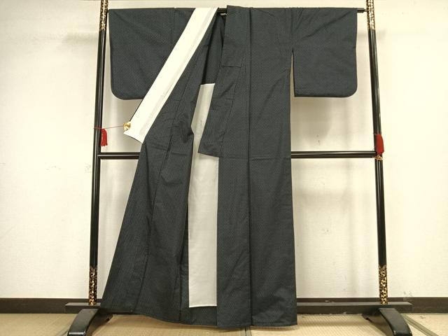 平和屋着物▽本場大島紬 単衣 幾何学文 正絹 逸品 AAAV8375fy