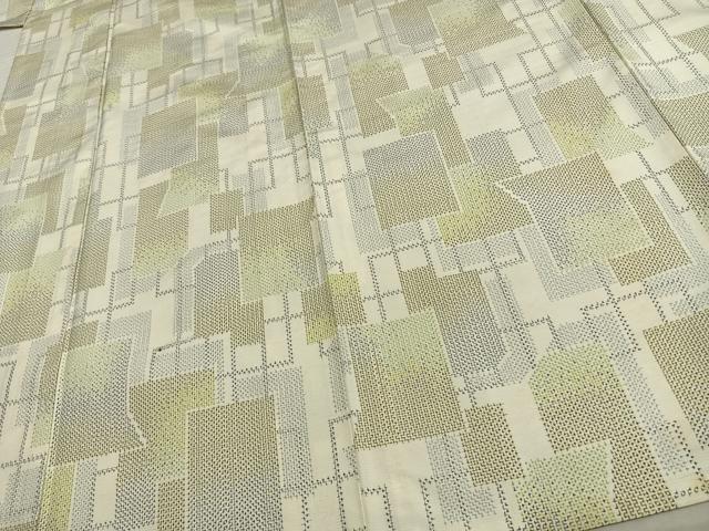 平和屋着物▽本場大島紬 単衣 白大島 色紙重ね文 正絹 逸品 AAAV8377fy