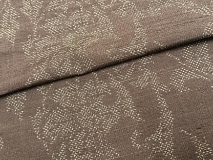 平和屋着物▽上質な紬 単衣 草花文 正絹 逸品 AAAV8378fy